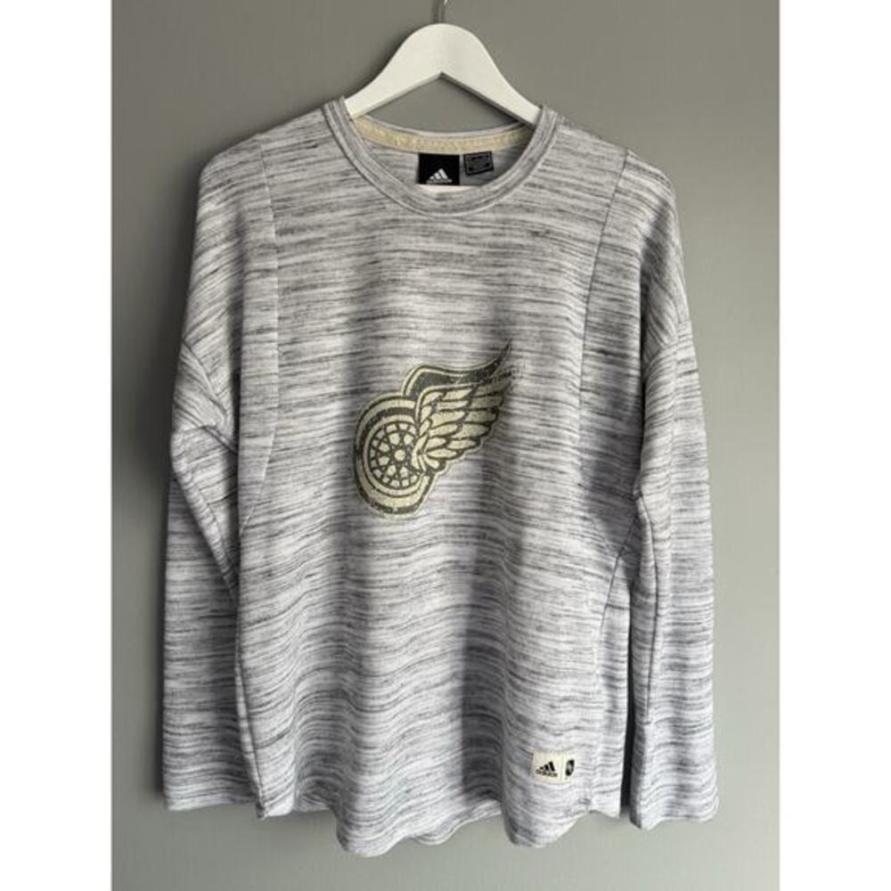 Adidas Red Wings NHL Space Dye Sweater Knit Top Women XL Gray Lounge Pullover